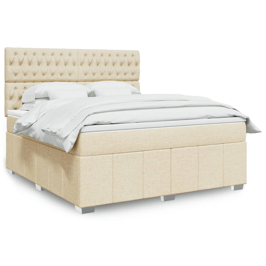 Giroletto a Molle con Materasso Crema 180x200 cm in Tessuto