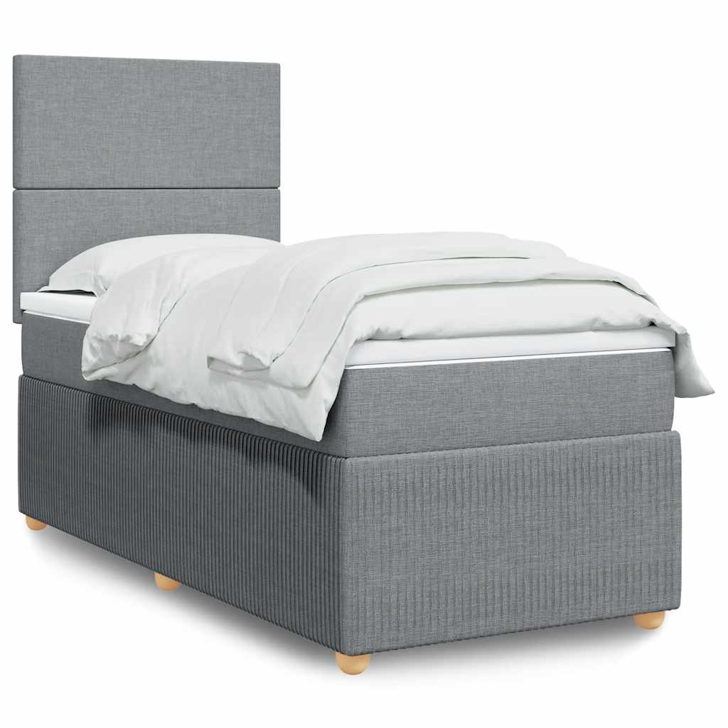 Giroletto a Molle con Materasso Grigio Chiaro 80x200 cm Tessuto