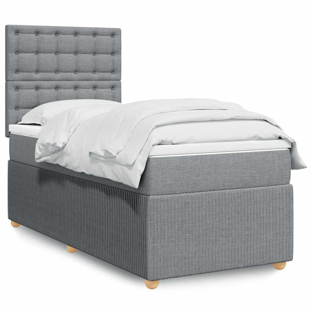 Giroletto a Molle con Materasso Grigio Chiaro 80x200 cm Tessuto