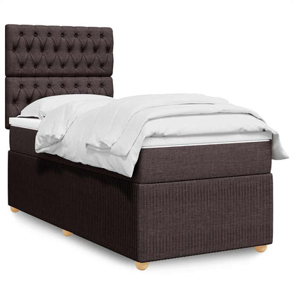 Giroletto a Molle con Materasso Marrone Scuro 90x190cm Tessuto