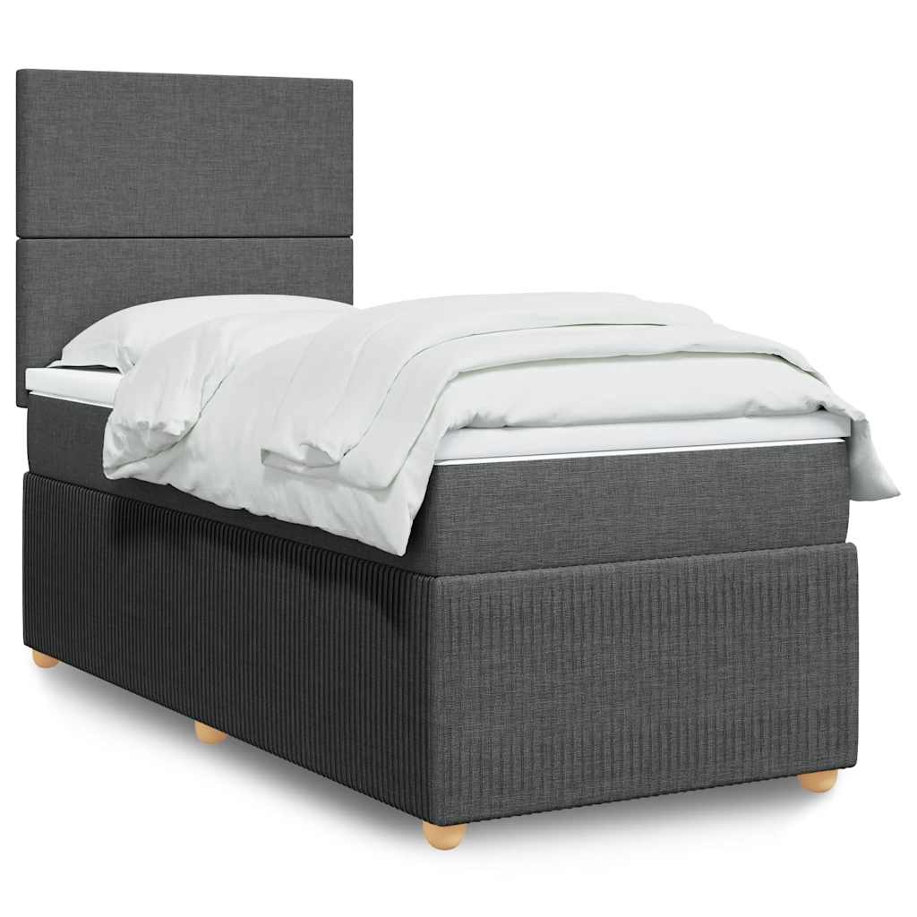 Giroletto a Molle con Materasso Grigio Scuro 100x200 cm Tessuto