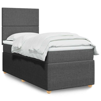 Giroletto a Molle con Materasso Grigio Scuro 100x200 cm Tessuto