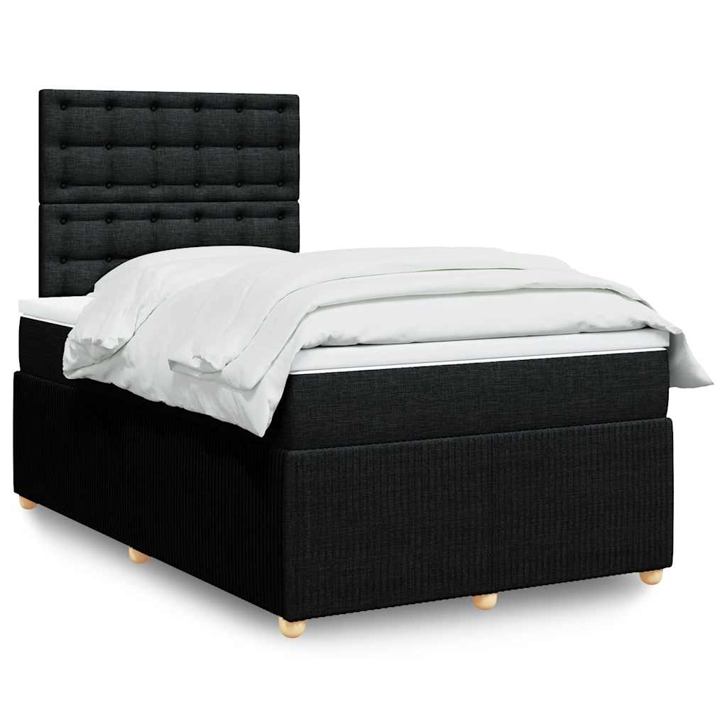 Giroletto a Molle con Materasso Nero 120x200 cm in Tessuto