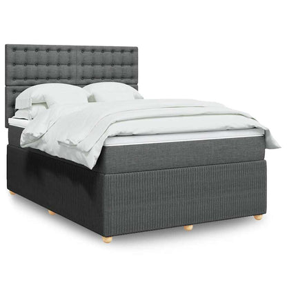Giroletto a Molle con Materasso Grigio Scuro 140x190 cm Tessuto