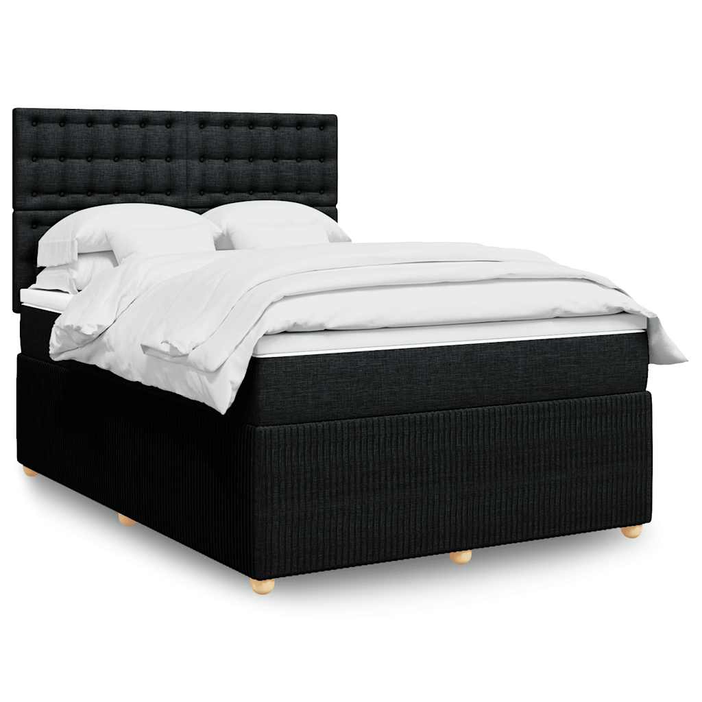 Giroletto a Molle con Materasso Nero 140x190 cm in Tessuto