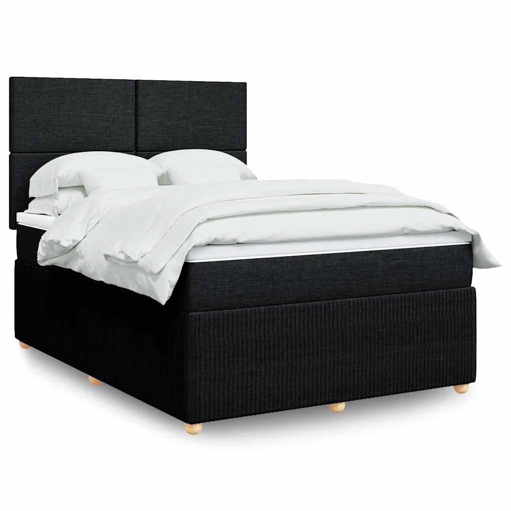 Giroletto a Molle con Materasso Nero 140x200 cm in Tessuto