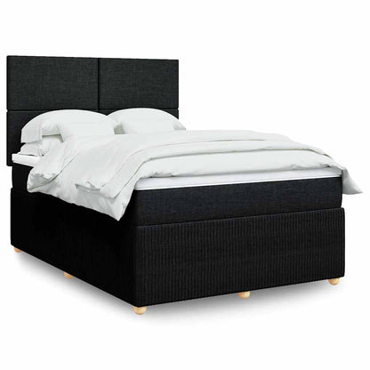 Giroletto a Molle con Materasso Nero 140x200 cm in Tessuto