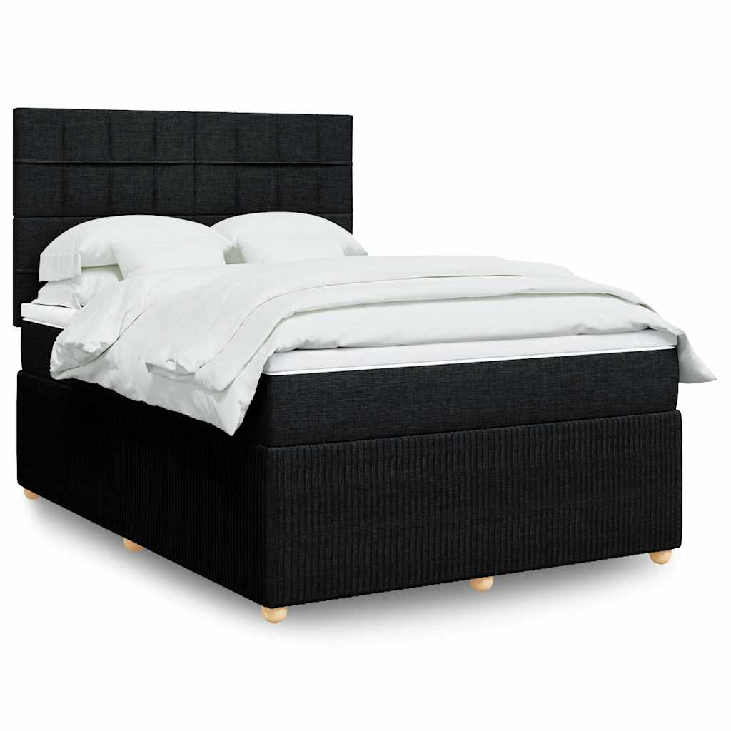 Giroletto a Molle con Materasso Nero 140x200 cm in Tessuto