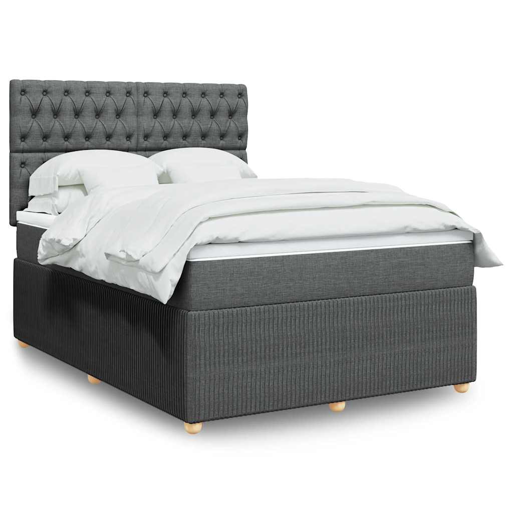 Giroletto a Molle con Materasso Grigio Scuro 140x200cm Tessuto