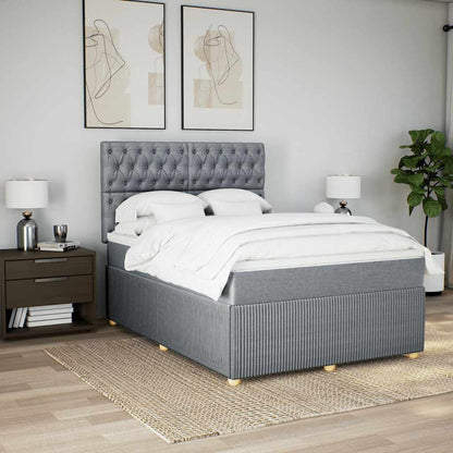 Giroletto a Molle con Materasso Grigio Chiaro 160x200cm Tessuto