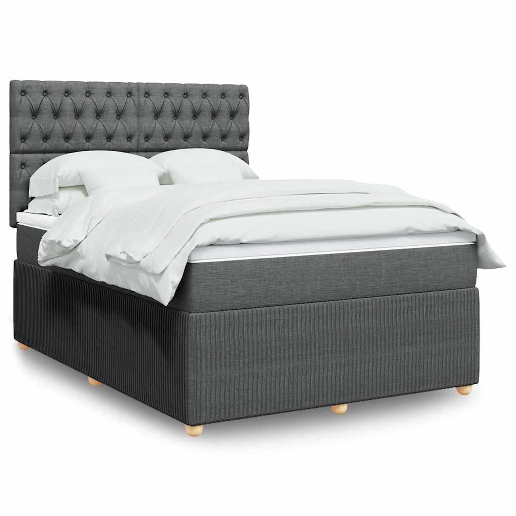 Giroletto a Molle con Materasso Grigio Scuro 160x200 cm Tessuto