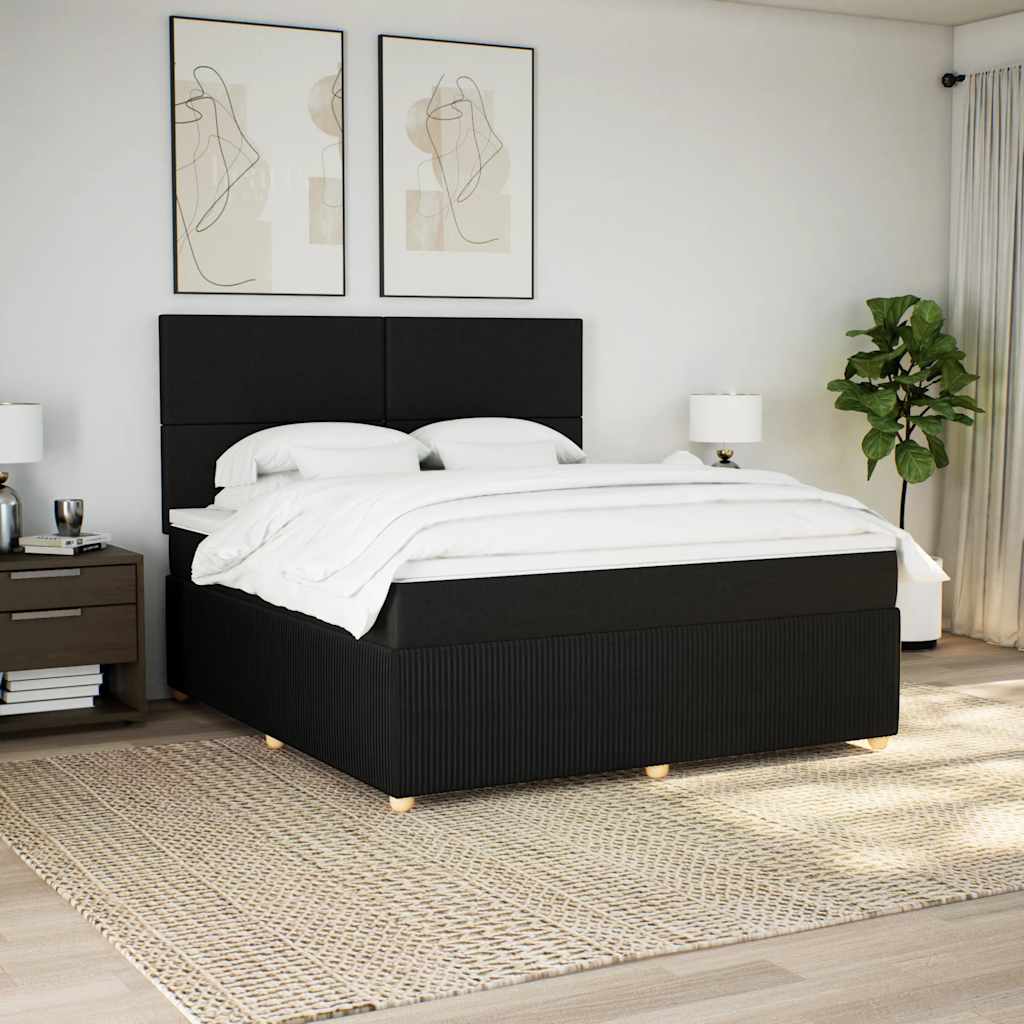 Giroletto a Molle con Materasso Nero 180x200 cm in Tessuto
