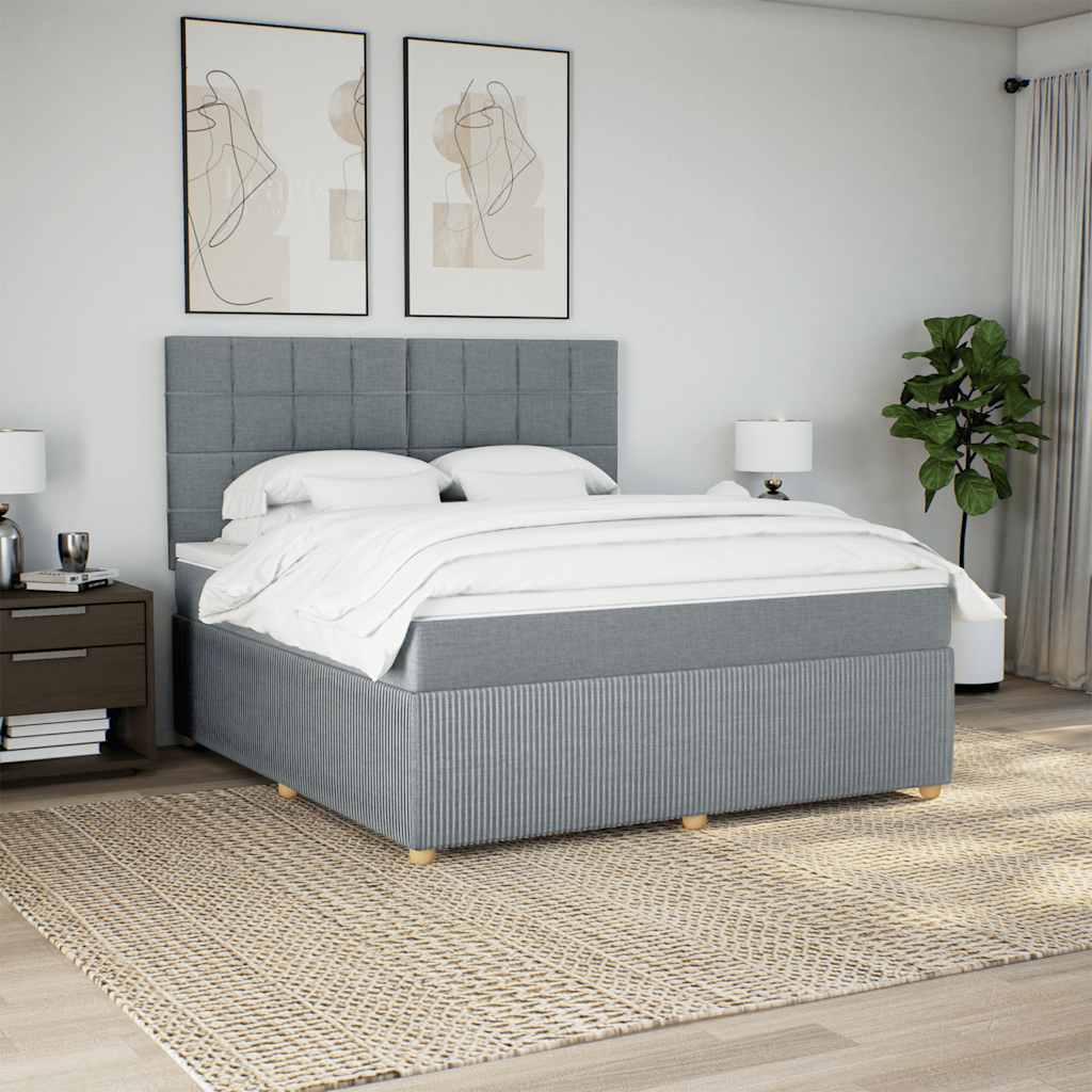 Giroletto a Molle con Materasso Grigio Chiaro180x200 cm Tessuto