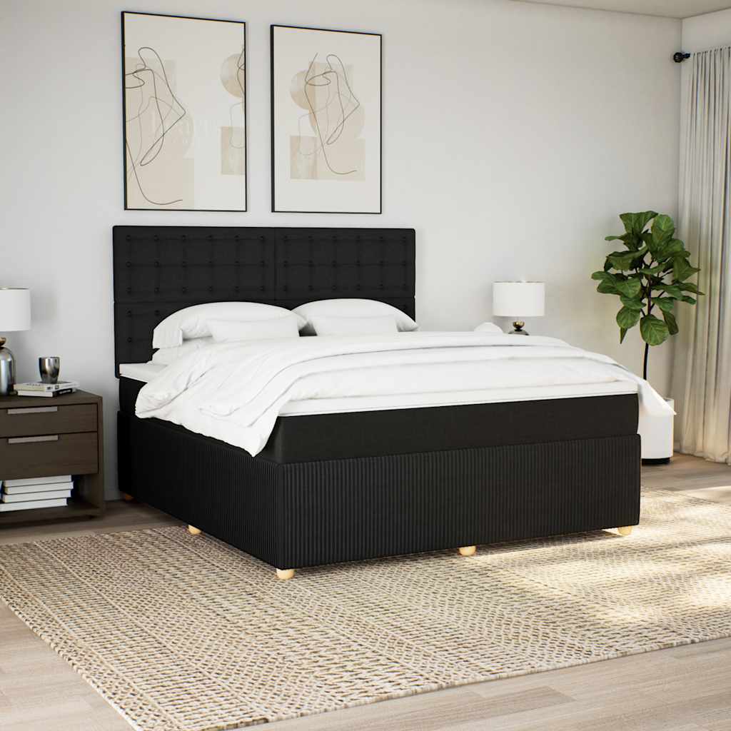 Giroletto a Molle con Materasso Nero 180x200 cm in Tessuto