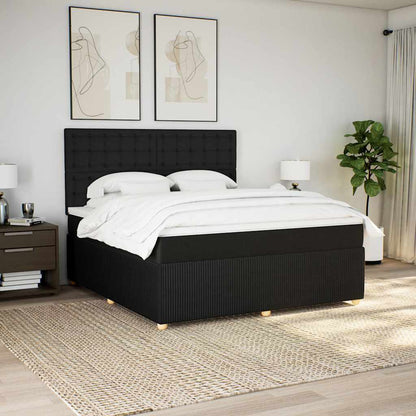 Giroletto a Molle con Materasso Nero 180x200 cm in Tessuto