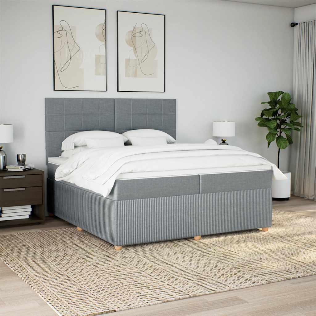 Giroletto a Molle con Materasso Grigio Chiaro 200x200cm Tessuto