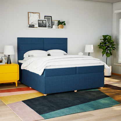 Giroletto a Molle con Materasso Blu 200x200 cm in Tessuto