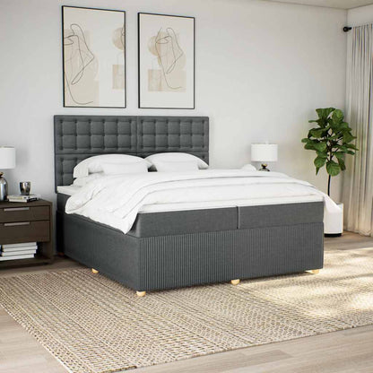 Giroletto a Molle con Materasso Grigio Scuro 200x200 cm Tessuto