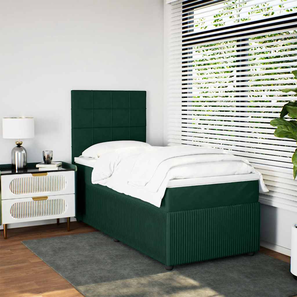 Giroletto a Molle con Materasso Verde Scuro 80x200 cm Velluto