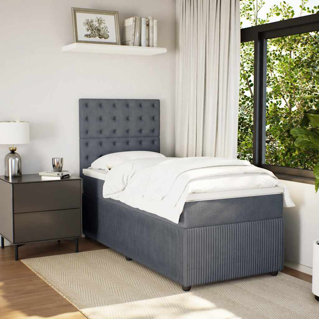 Giroletto a Molle con Materasso Grigio Scuro 80x200 cm Velluto