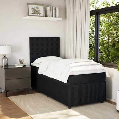 Giroletto a Molle con Materasso Nero 80x200 cm in Velluto