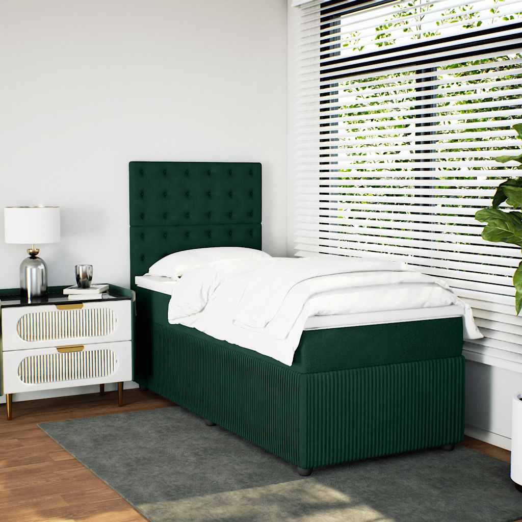 Giroletto a Molle con Materasso Verde Scuro 80x200 cm Velluto
