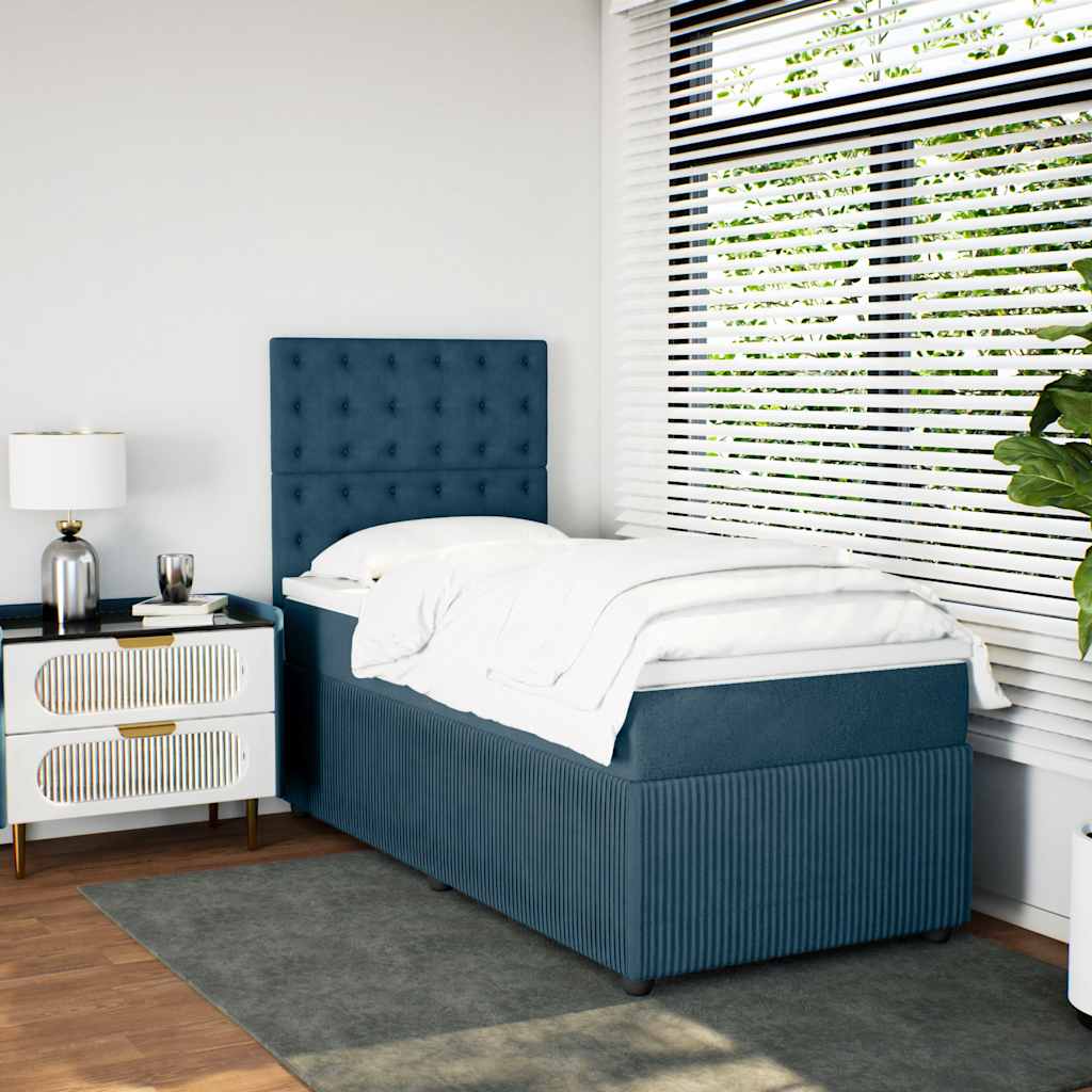 Giroletto a Molle con Materasso Blu 80x200 cm in Velluto