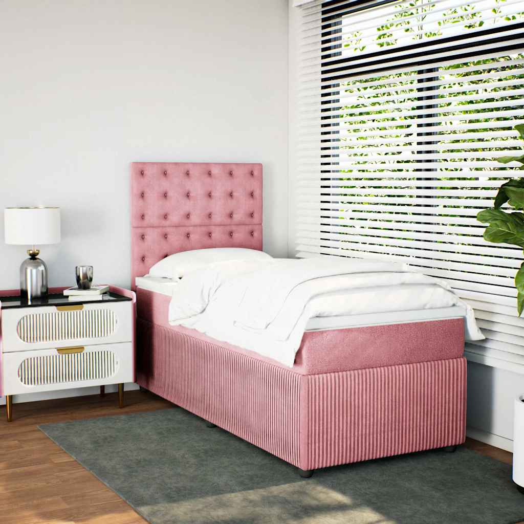 Giroletto a Molle con Materasso Rosa 80x200 cm in Velluto