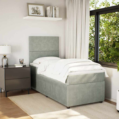 Giroletto a Molle con Materasso Grigio Chiaro 90x190 cm Velluto