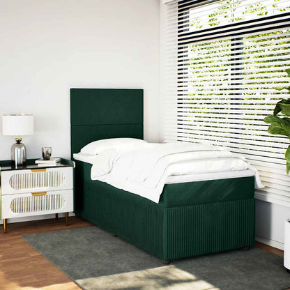 Giroletto a Molle con Materasso Verde Scuro 90x190 cm Velluto