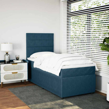Giroletto a Molle con Materasso Blu 90x190 cm in Velluto