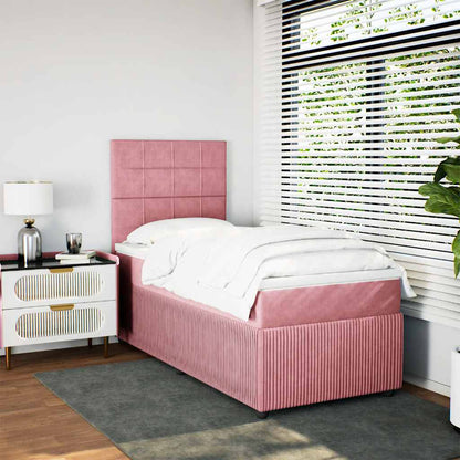 Giroletto a Molle con Materasso Rosa 90x190 cm in Velluto
