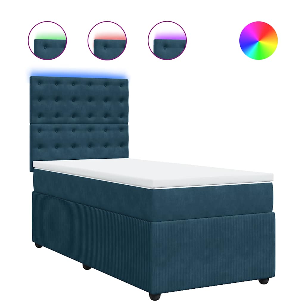 Giroletto a Molle con Materasso Blu 90x190 cm in Velluto