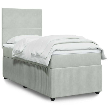 Giroletto a Molle con Materasso Grigio Chiaro 90x200 cm Velluto