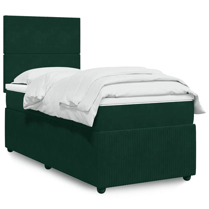 Giroletto a Molle con Materasso Verde Scuro 90x200 cm Velluto