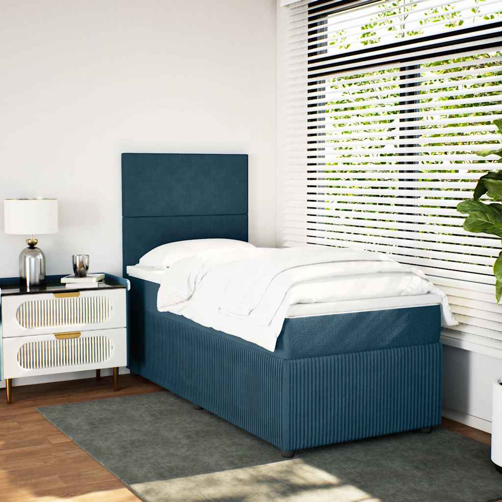 Giroletto a Molle con Materasso Blu 90x200 cm in Velluto
