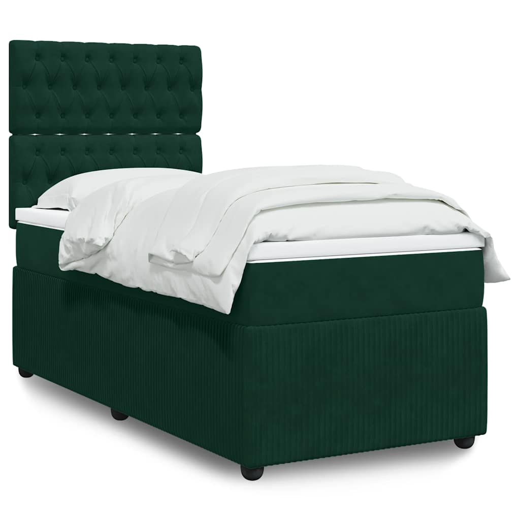 Giroletto a Molle con Materasso Verde Scuro 90x200 cm Velluto