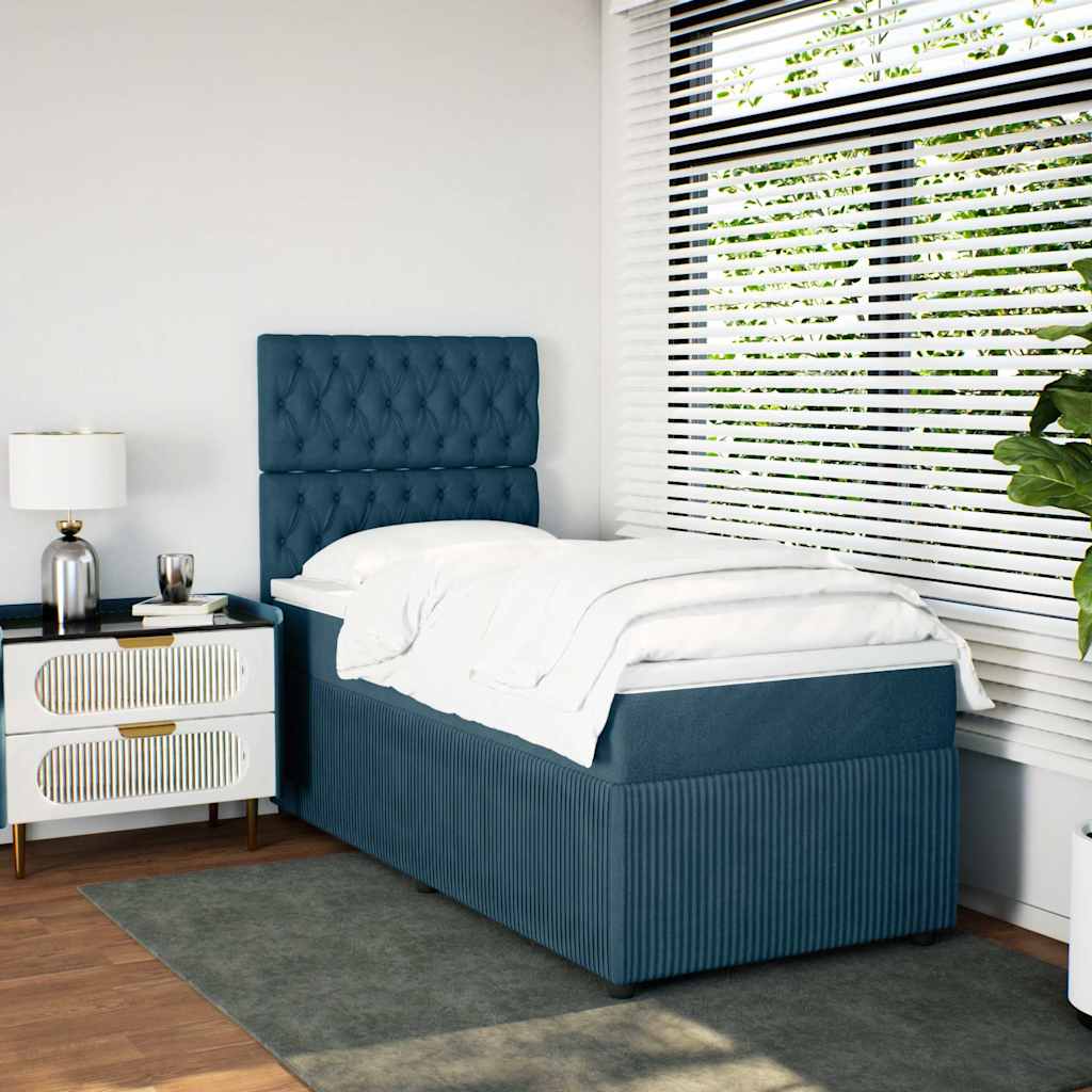 Giroletto a Molle con Materasso Blu 90x200 cm in Velluto
