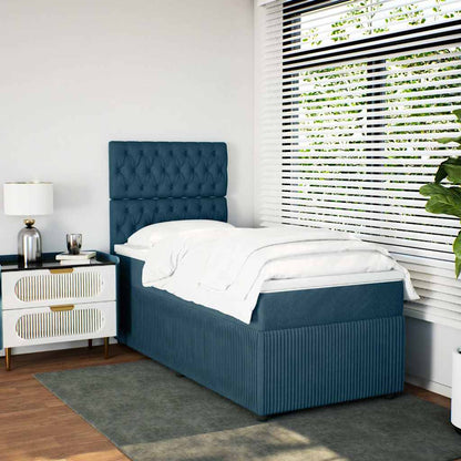 Giroletto a Molle con Materasso Blu 90x200 cm in Velluto