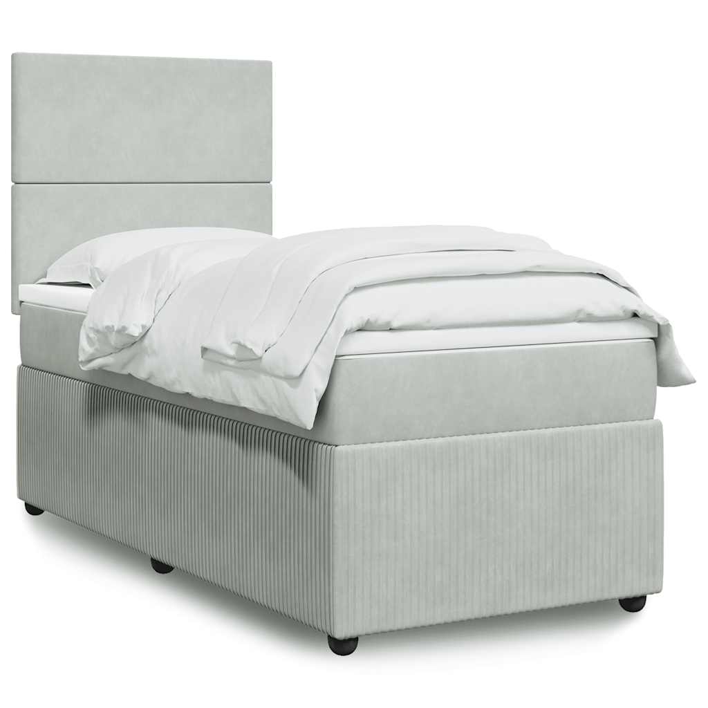 Giroletto a Molle con Materasso Grigio Chiaro 100x200cm Velluto