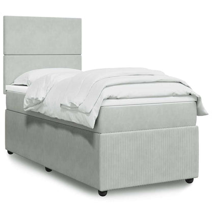 Giroletto a Molle con Materasso Grigio Chiaro 100x200cm Velluto