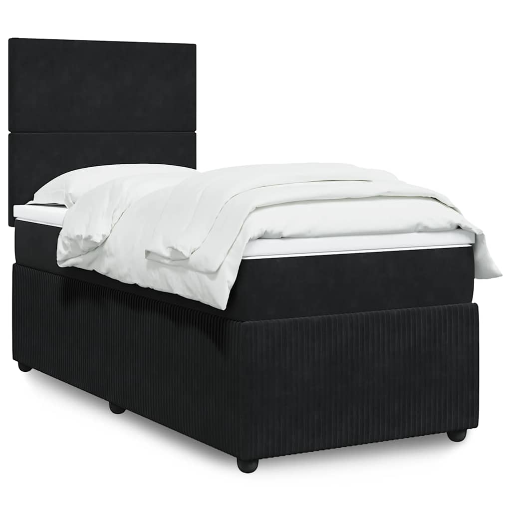 Giroletto a Molle con Materasso Nero 100x200 cm in Velluto