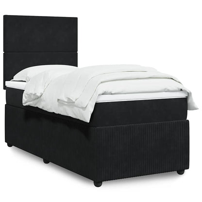 Giroletto a Molle con Materasso Nero 100x200 cm in Velluto