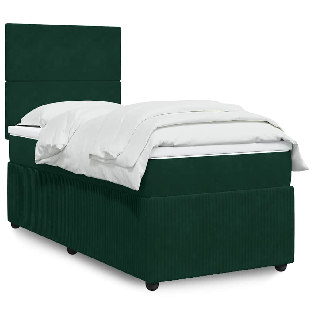 Giroletto a Molle con Materasso Verde Scuro 100x200 cm Velluto