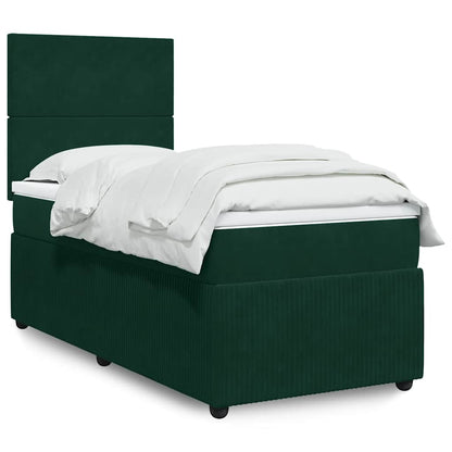 Giroletto a Molle con Materasso Verde Scuro 100x200 cm Velluto