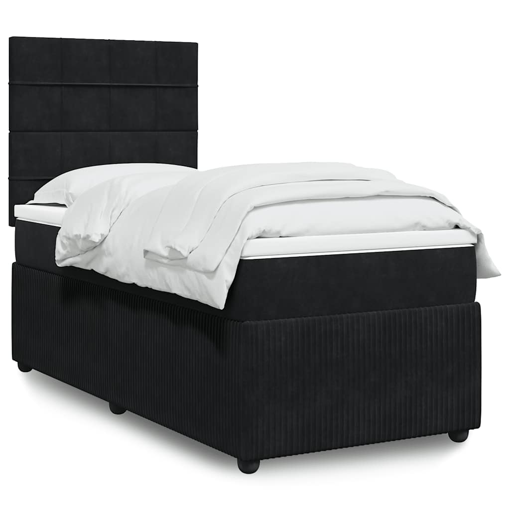 Giroletto a Molle con Materasso Nero 100x200 cm in Velluto