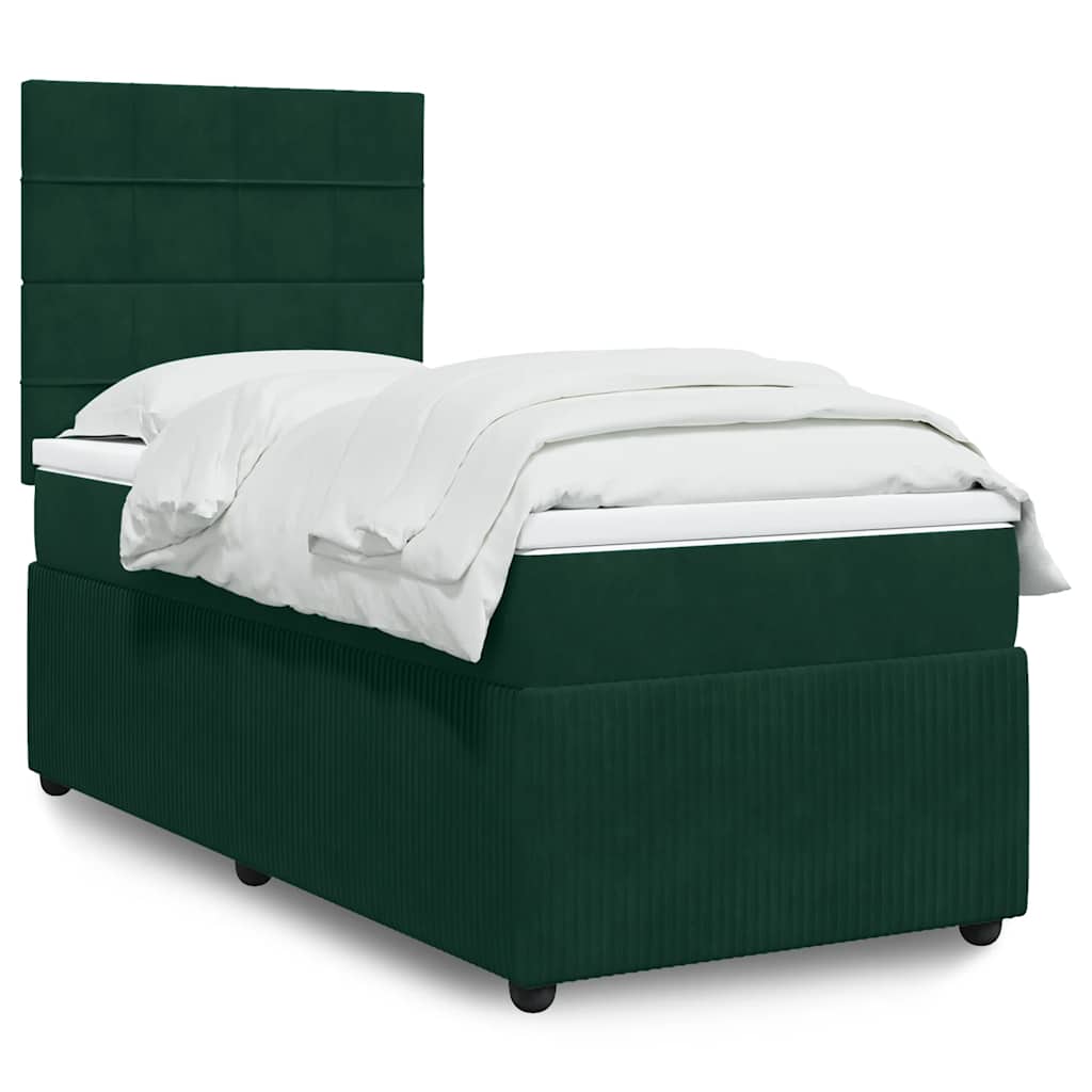 Giroletto a Molle con Materasso Verde Scuro 100x200 cm Velluto