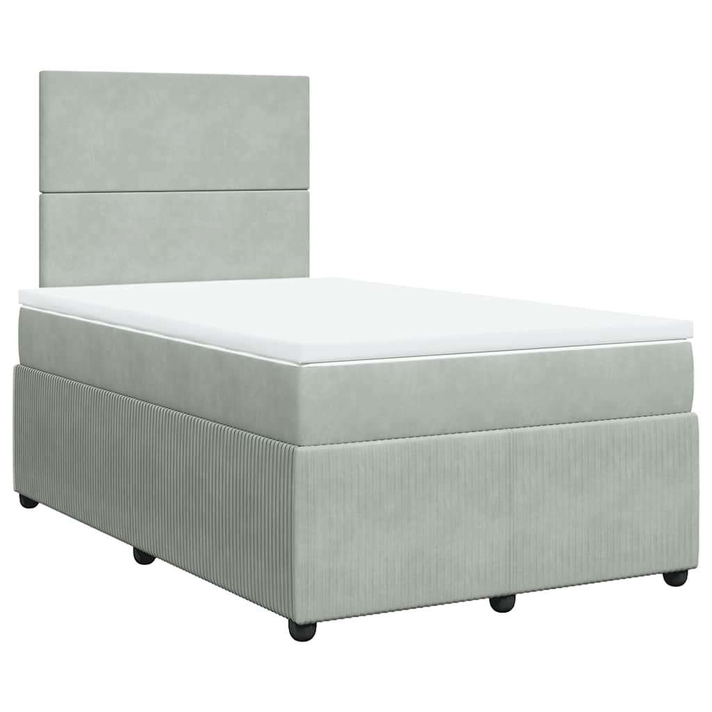 Giroletto a Molle con Materasso Grigio Chiaro 120x190cm Velluto