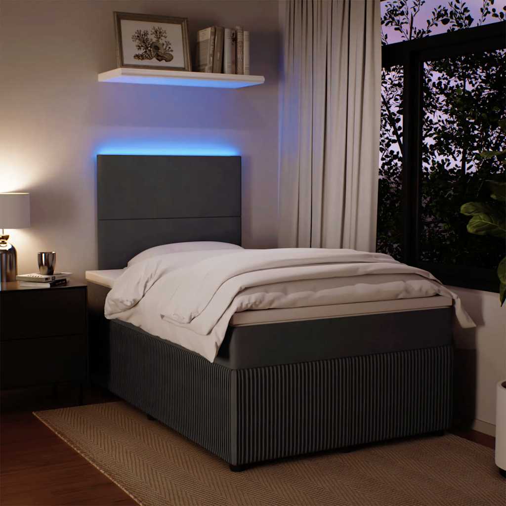 Giroletto a Molle con Materasso Grigio Scuro 120x190 cm Velluto