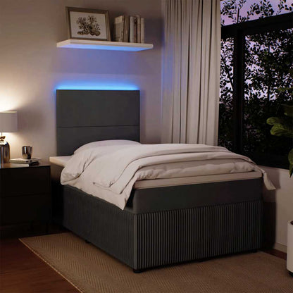 Giroletto a Molle con Materasso Grigio Scuro 120x190 cm Velluto